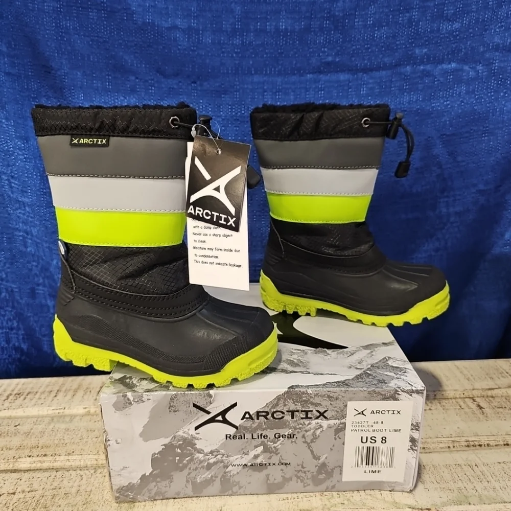 Arctix Patrol Boot Lime Toddler‎ Size 8 Black/Gray/Green NEW With Tags & Box